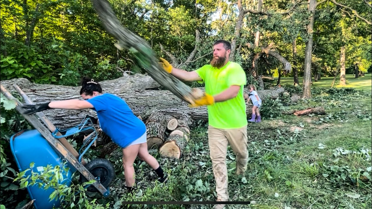 Yard Cleanup 🌳⛈️ Massive 300 Year Old Oak Tree Removal After Storm