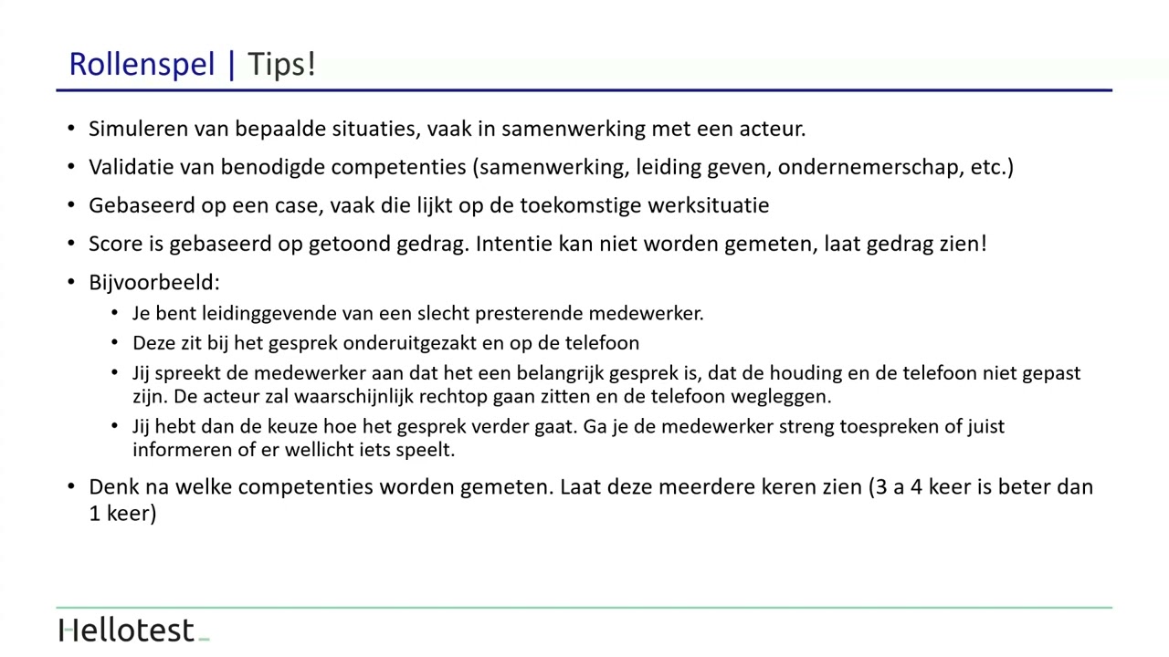 Assessmentdag - Rollenspel tips en trucs