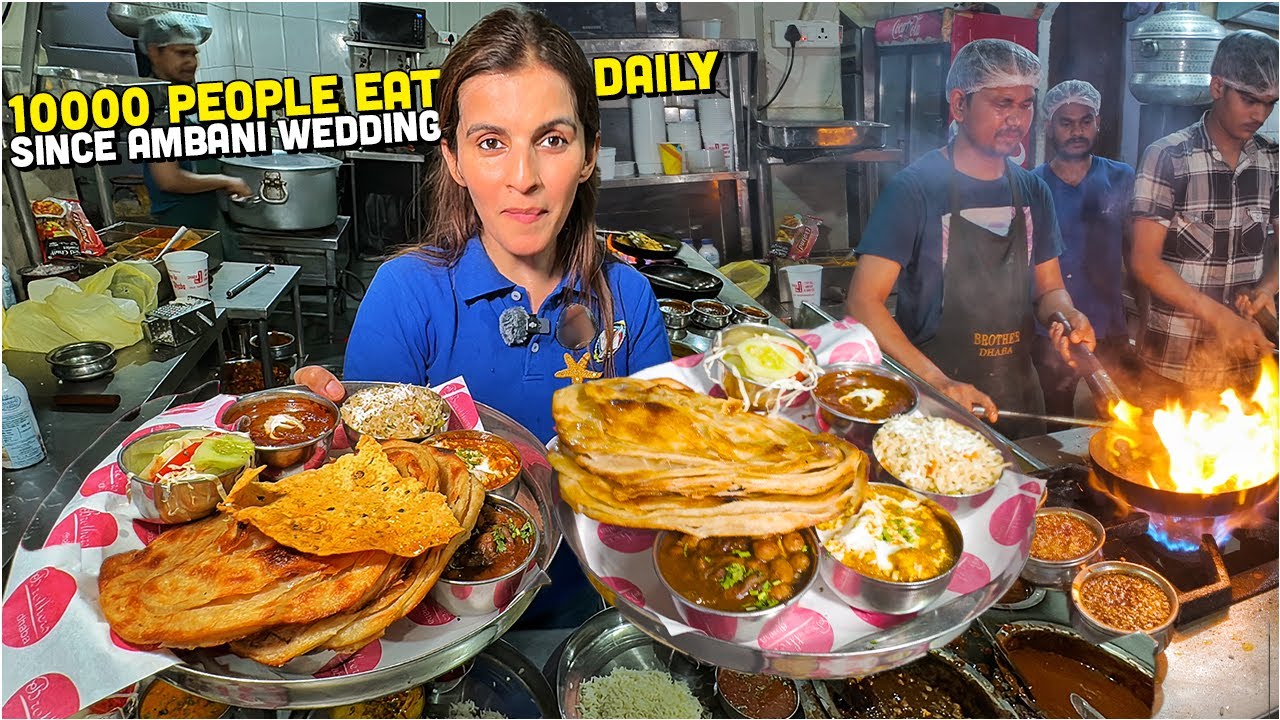 120/- Amritsari Indian Street Food @ Ambani Wedding 😍 Desi Ghee Dal Lachha Paratha Thali + 7 items