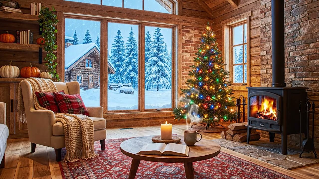 Christmas Sleep Music with Fireplace 🔥 Calm Instrumental Ambience