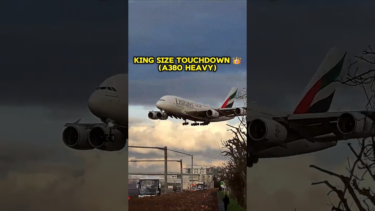Emirates A380 SUPERJUMBO: King Size Touchdown! 👑 #A380 #Emirates #Aviation