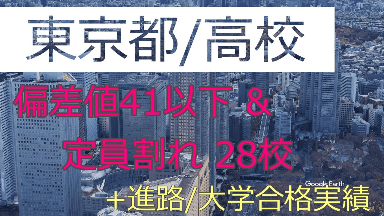 東京都/高校 偏差値41以下&定員割れ 28校