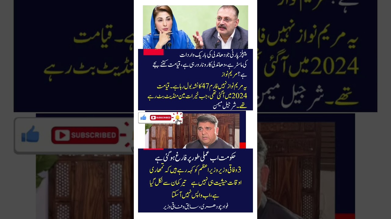 شرجیل میمن کا مریم نواز کو کڑا جواب! فواہد چوہدری کا حکومت ختم ہونے کا بڑا دعویٰ #viral #shorts