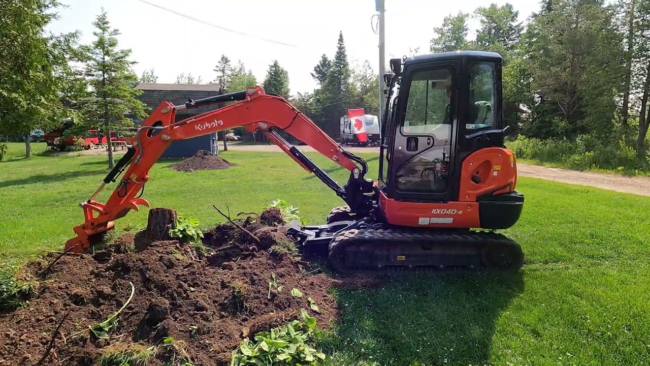 Выдергивание пня с помощью Kubota KX-040 - № 139
