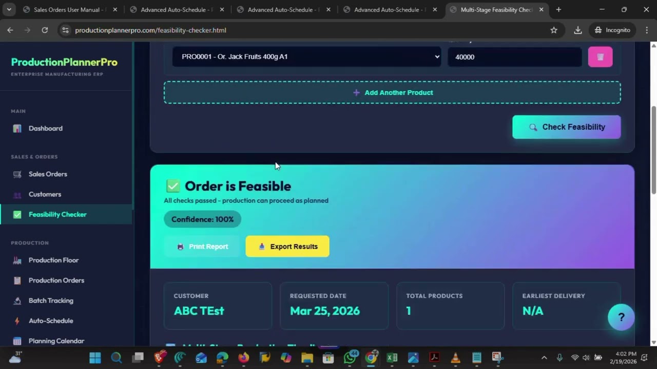 How to Check Order Feasibility in Production Planner Pro | Before Confirming Sales Orders