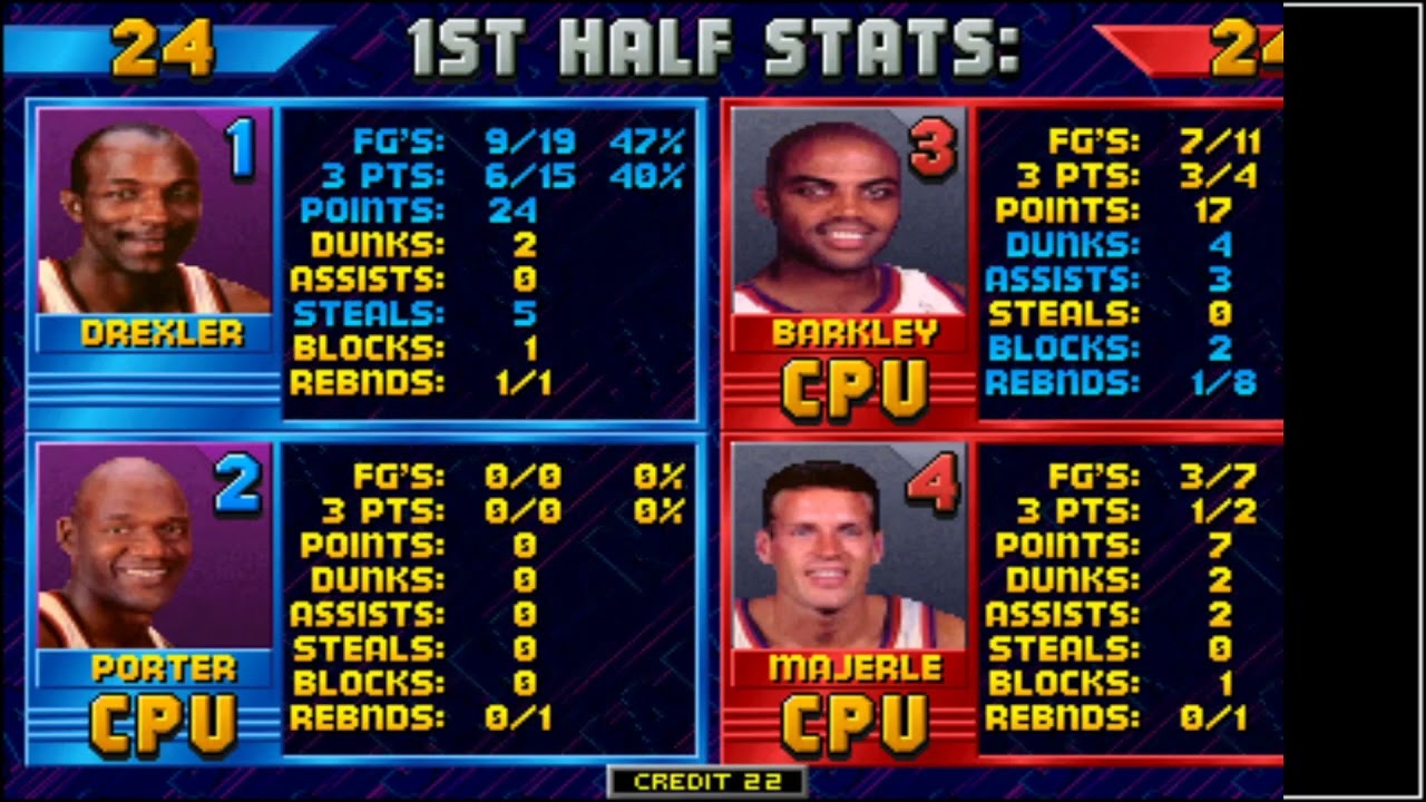 NBA Jam: Portland Trailblazers Vs. Phoenix Suns Arcade Video Game (MAME) Ball Hoggin' To Victory