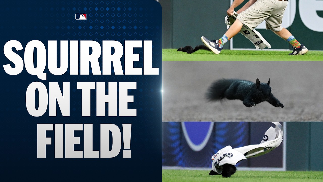 Squirrel on the field evades ENTIRE GROUNDS CREW in Detroit! 🐿️🤯