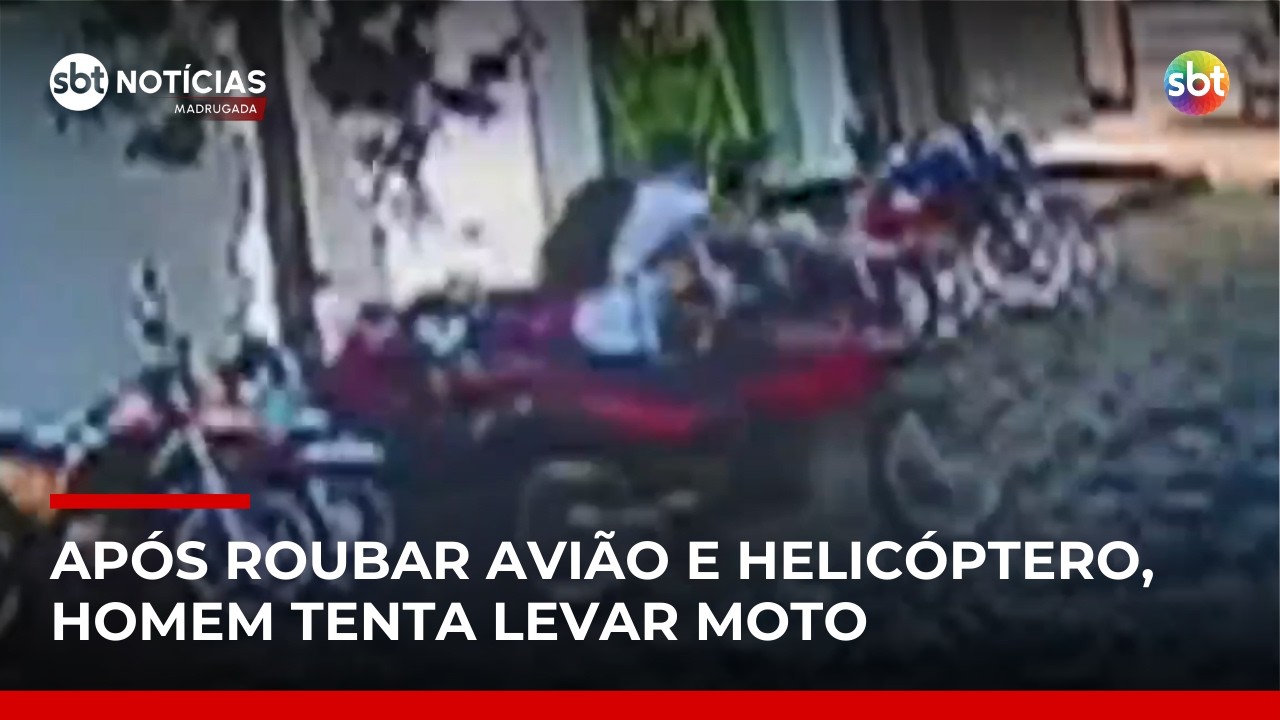 Suspeito de furtar helicóptero ataca novamente e tenta levar motocicleta em MG | #SBTNotícias