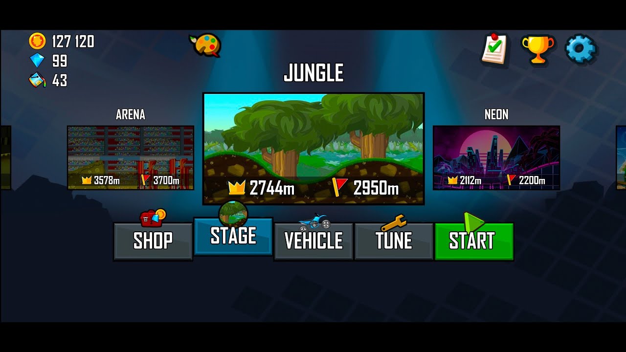 Hill Climb Racing (2012) - Jungle - All Vehicles and All Records