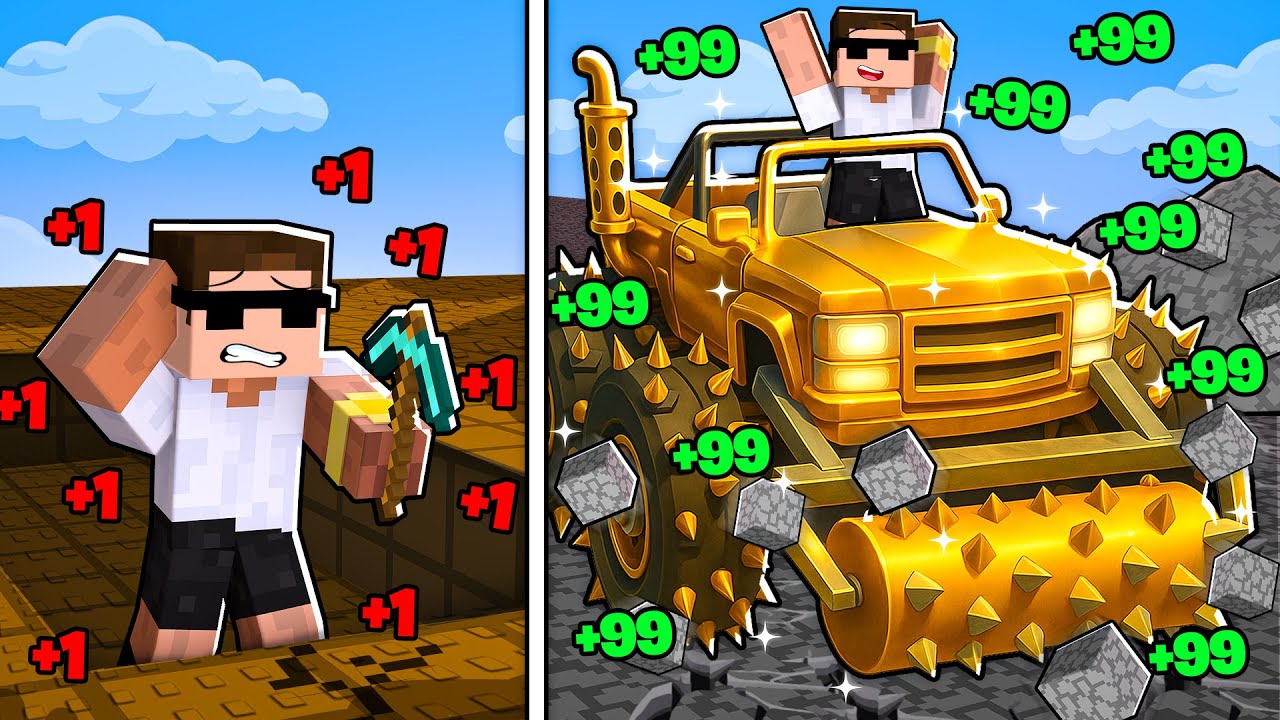 $1 Pickaxe vs $100000 Mining Car in Roblox..