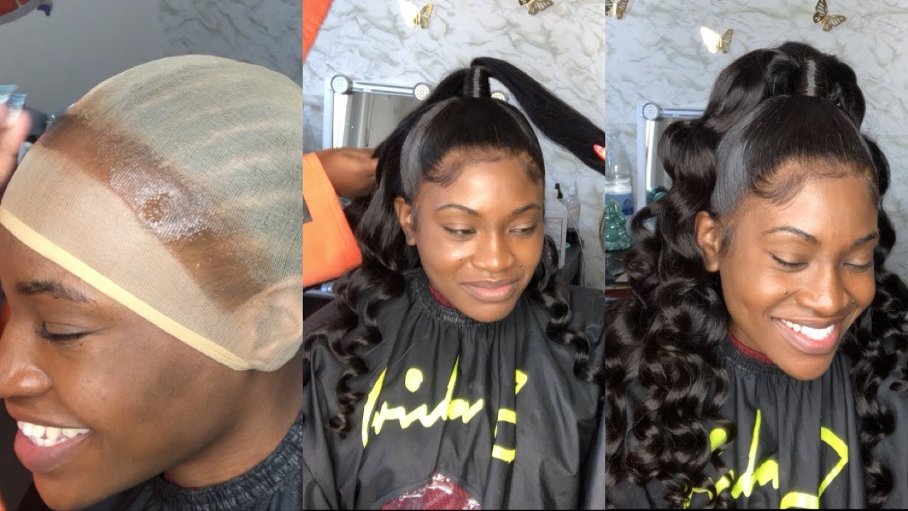 Half up-half down wig with wand curls | Perfect cap dark skin | Melt | YSwigs.com