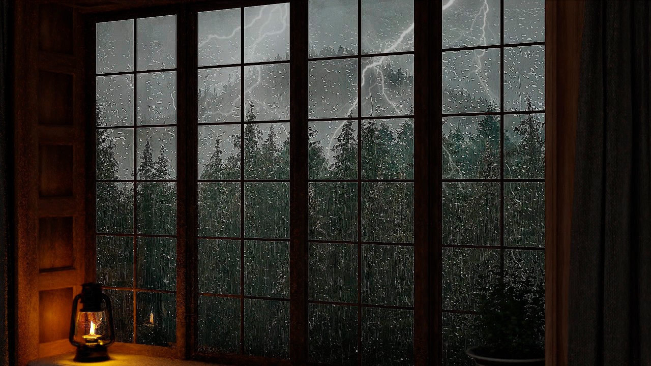 4 Hours of Cozy Rain on Window ⛈️💤 Deep Sleep Rain & Thunder Ambience