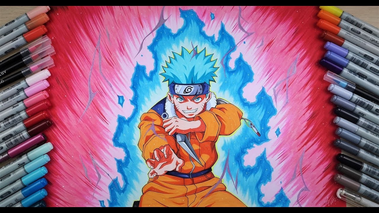 Drawing NARUTO SSj Blue Kaioken x10!