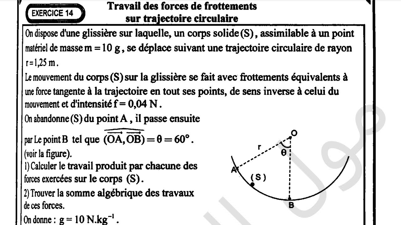 1S TRAVAIL PUISSANCE EXERCICE 14 CORRIGÉ 