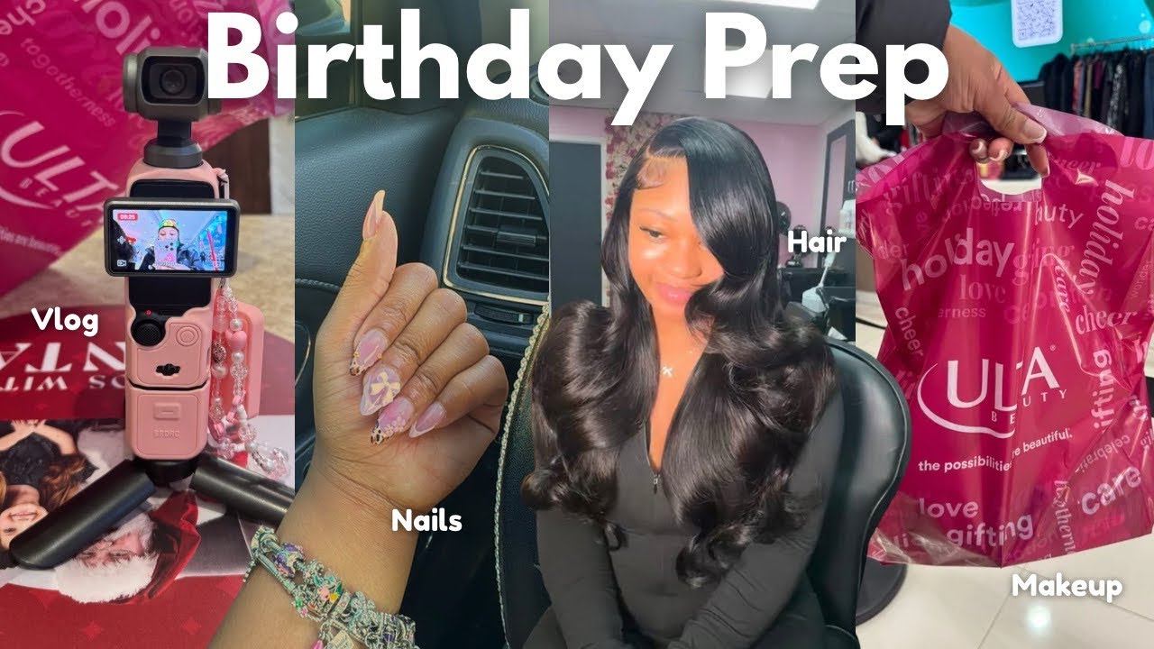 Birthday Prep Vlog ⋆˚𝜗𝜚˚⋆ nails, hair, new makeup, and preparing for birthday trip