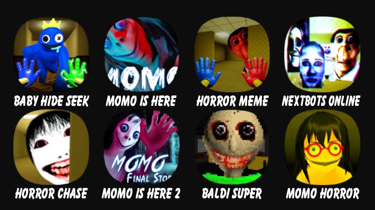 Baby Hide & Seek in Backroom, Momo Horror Game 3D, Horror Meme Halloween Chasing....