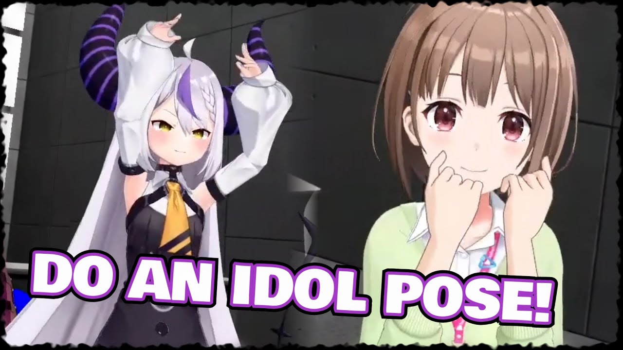 Bratty Laplus forces Nodoka to do cute poses in her first ever 3D (with Iroha, Lui)