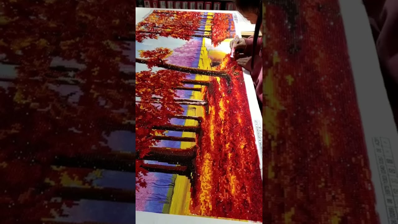 🍁Finish Big Size Red Maple Diamond Embroidery💎