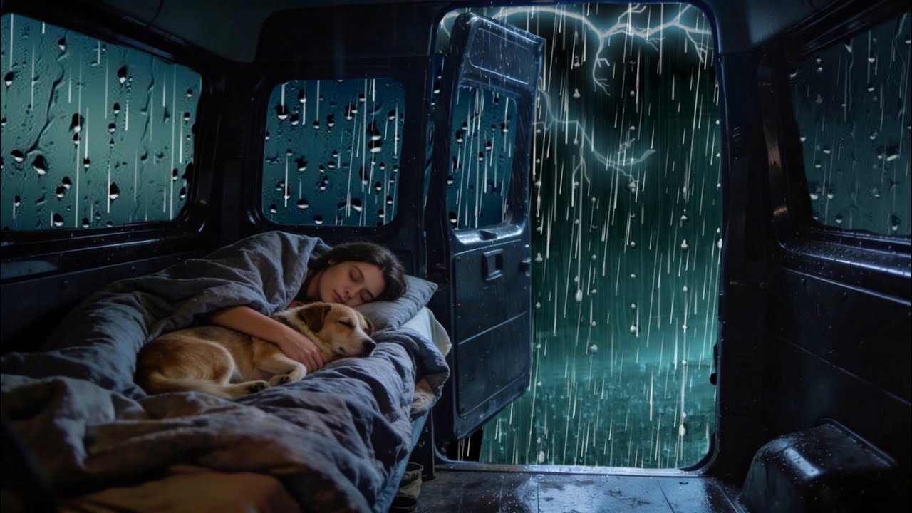 Cozy Rain with Thunder in the Car | Rain Sounds for Deep Sleep | ASMR