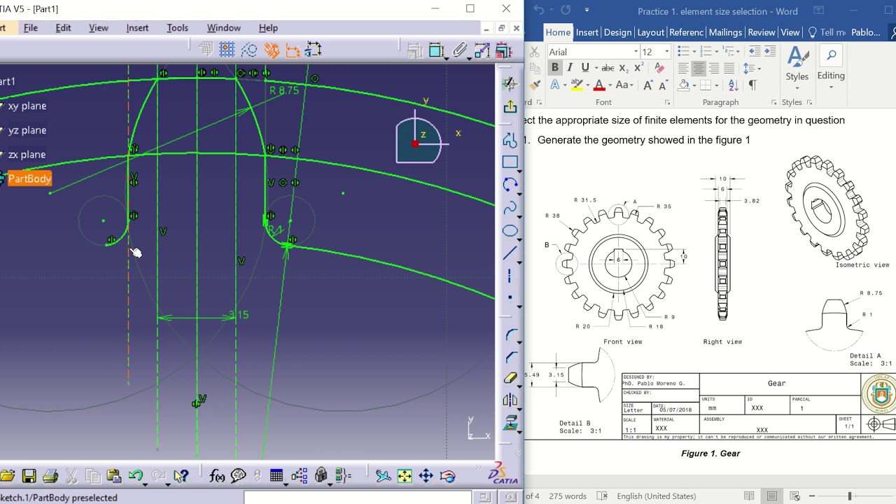 Practica analisis de engrane parte 1 Modelado con CATIA