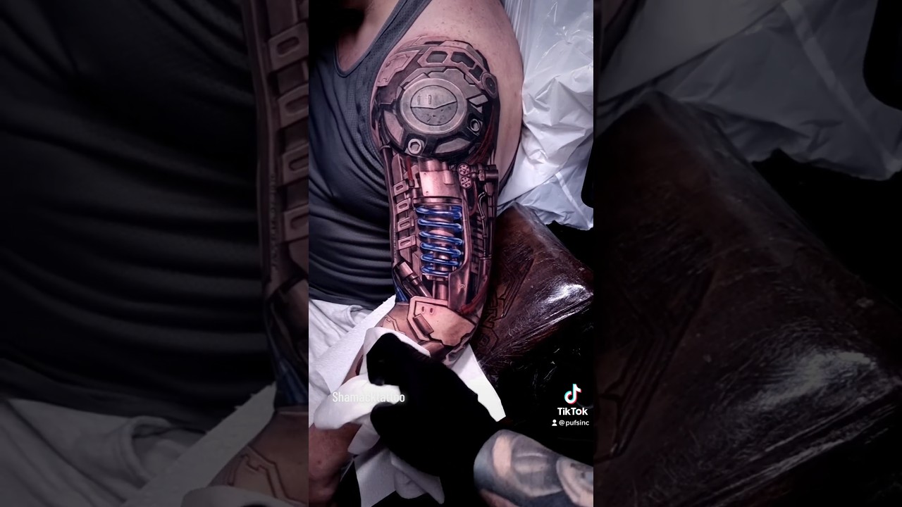 Amazing biomechanical tattoo by Shamacktattoo. 🔥 #tattooideas #tattoo #inked #shorts #tattooart