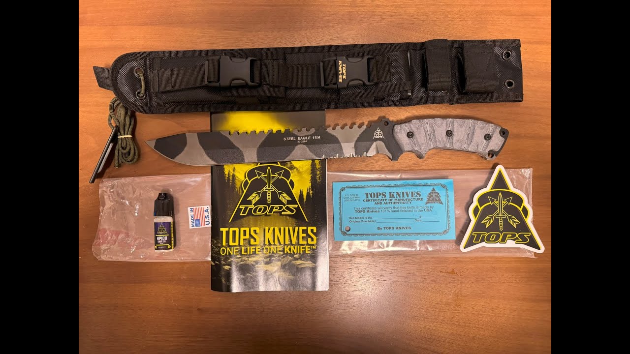 UNBOXING TOPS KNIVES STEEL EAGLE 111A HUNTERS POINT WITH 3 CUSTOMIZATION OPTIONS