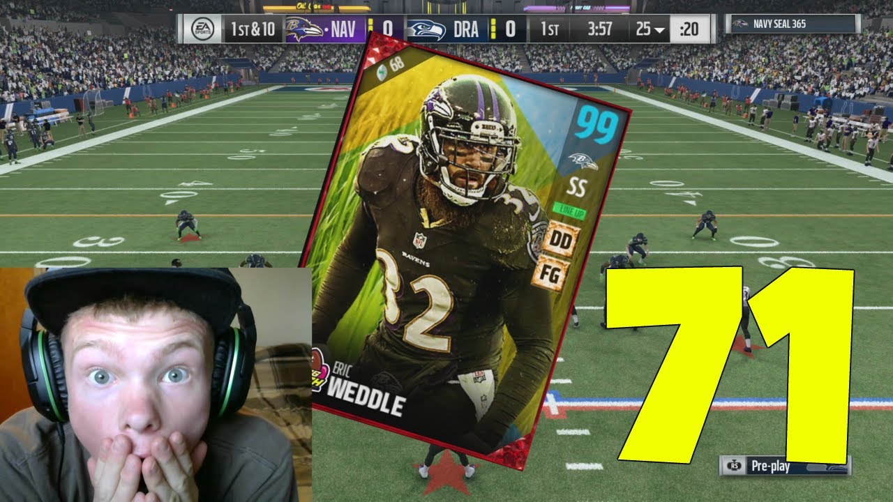 97 OVERALL ERIC WEDDLE! STATS ARE JUICED! - MADDEN 17 ULTIMATE TEAM GAMEPLAY EP 71
