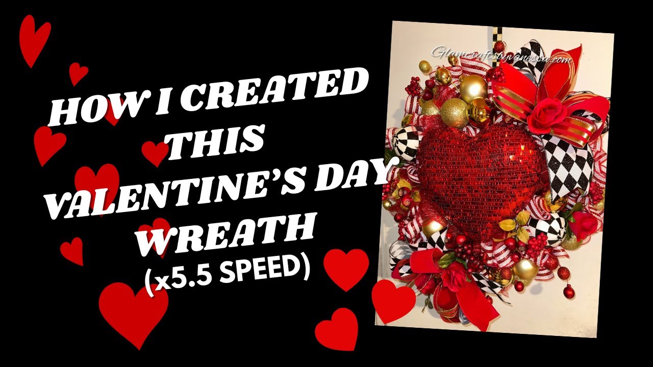 Sultry Valentine’s Day Swag Wreath | Black, White, Red & Gold (5.5x Speed)