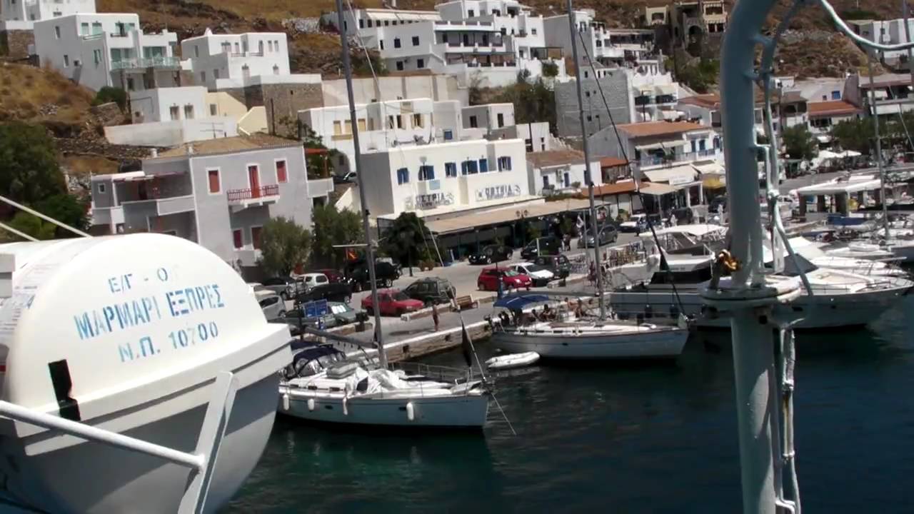 An on ship view of Merihas, Kythnos' Island Port