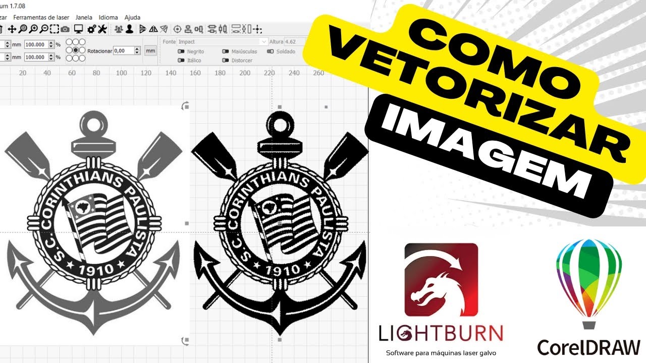 COMO VETORIZAR IMAGEM NO LIGHTBURN E CORELDRAW!