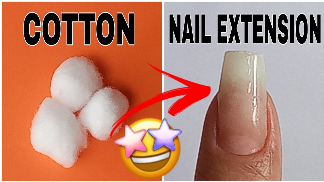 How to Make Nail Extension with Cotton without Nail Glue | DIY Cotton Fake Nail Extension at Home