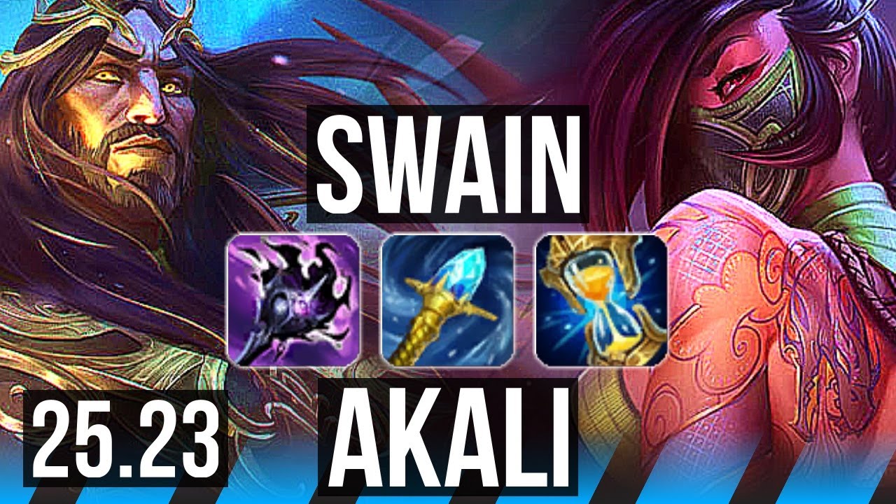 SWAIN vs AKALI (MID) | Rank 3 Swain | KR Grandmaster | 25.23