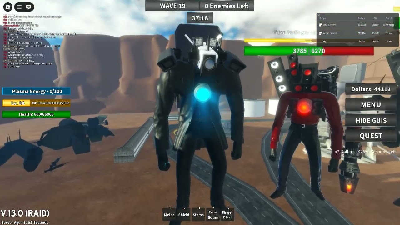 titan trio raid in bathtub universe!!! (roblox)