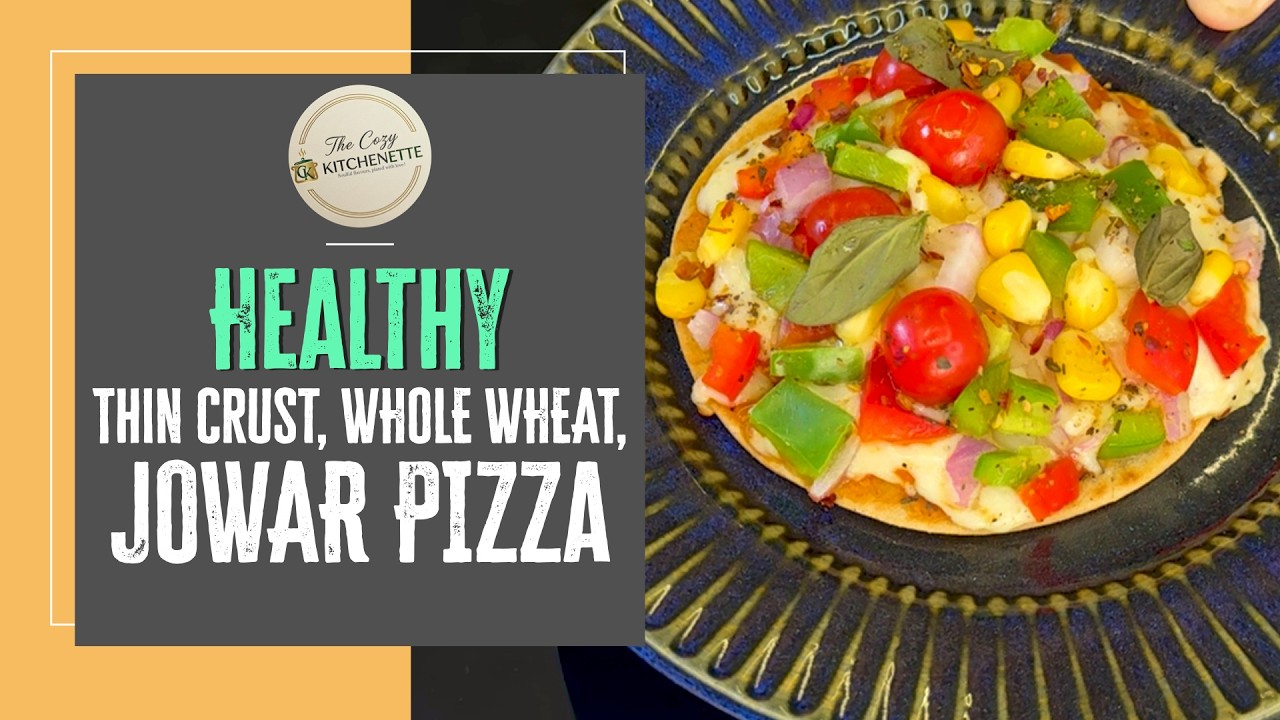 Healthy, Thin Crust Whole Wheat & Jowar Flour Pizza at home without oven #recipe #food #viral #trend