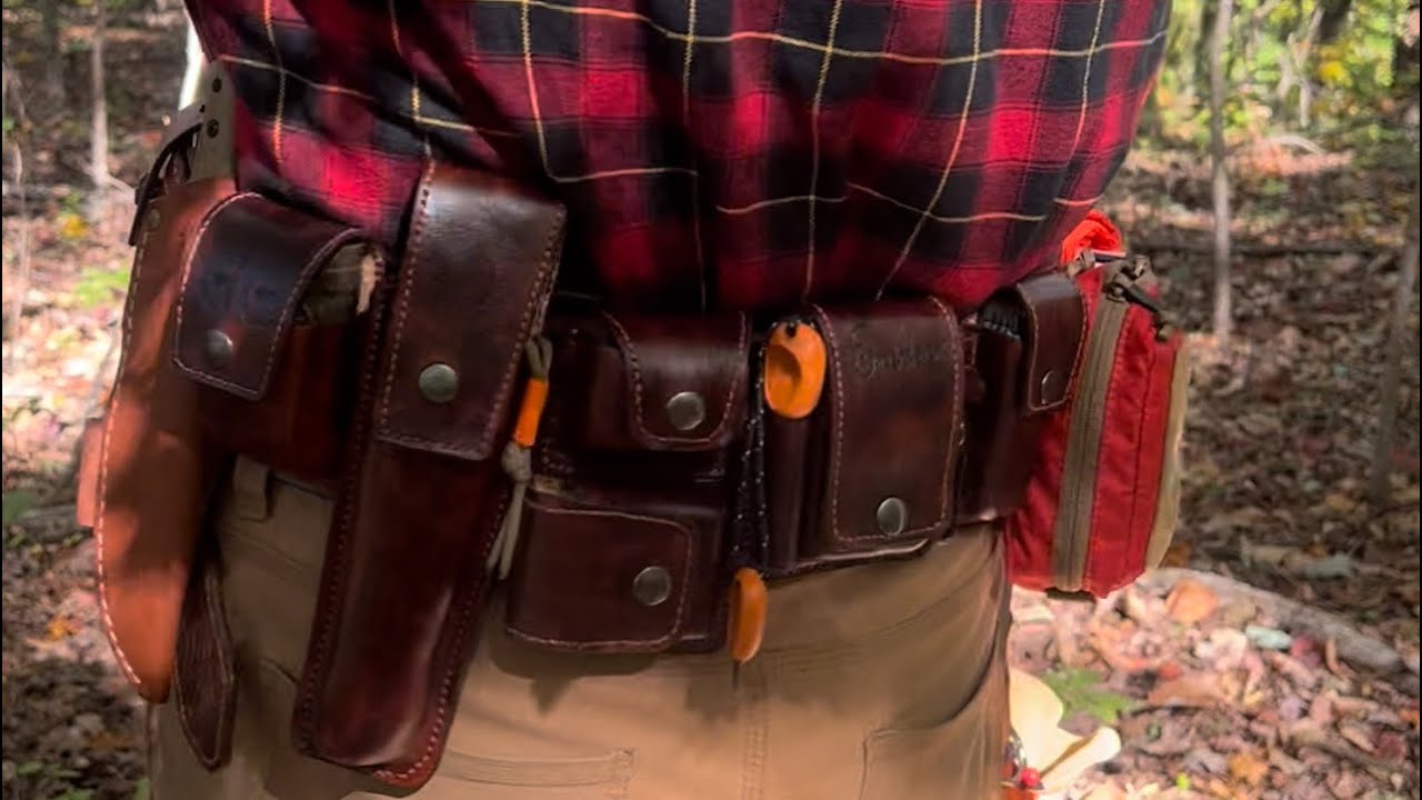 Custom leather bushcraft / survival belt kit.