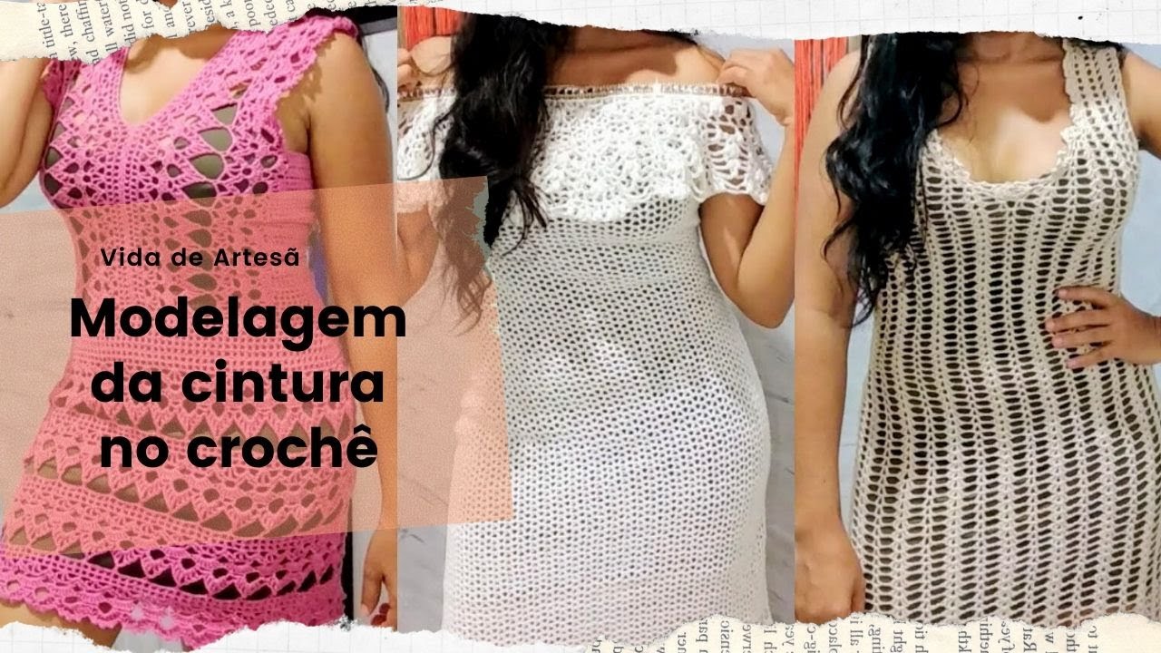 Modelagem em crochê - vestido acinturado