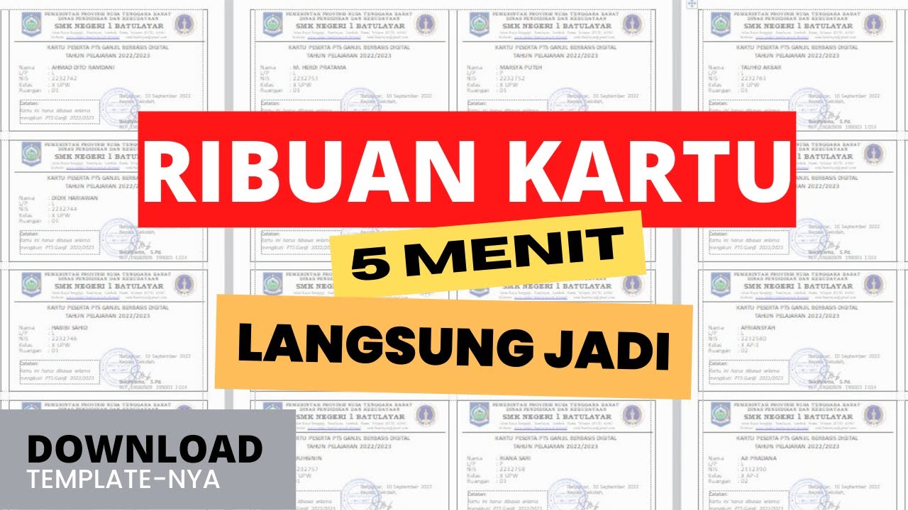 Cara Membuat Kartu Peserta Ujian,PTS,PAS,US Otomatis