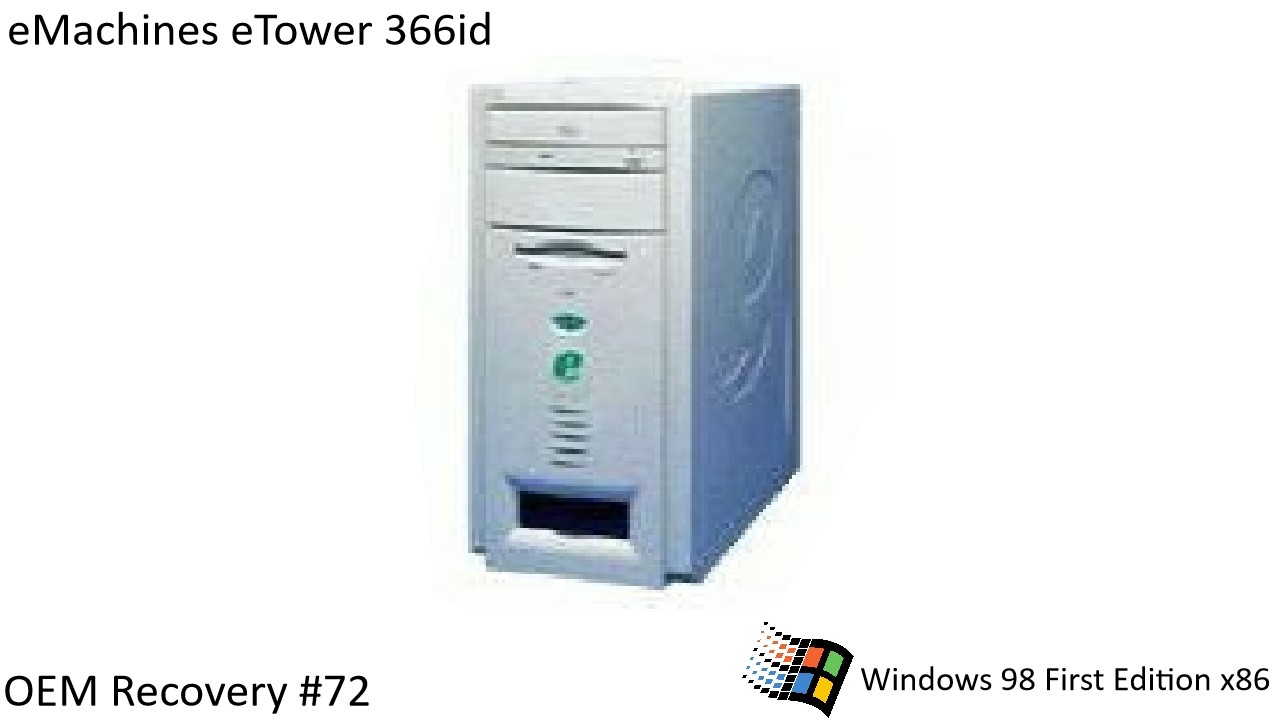 OEM Recovery #72 - eMachines eTower 366id