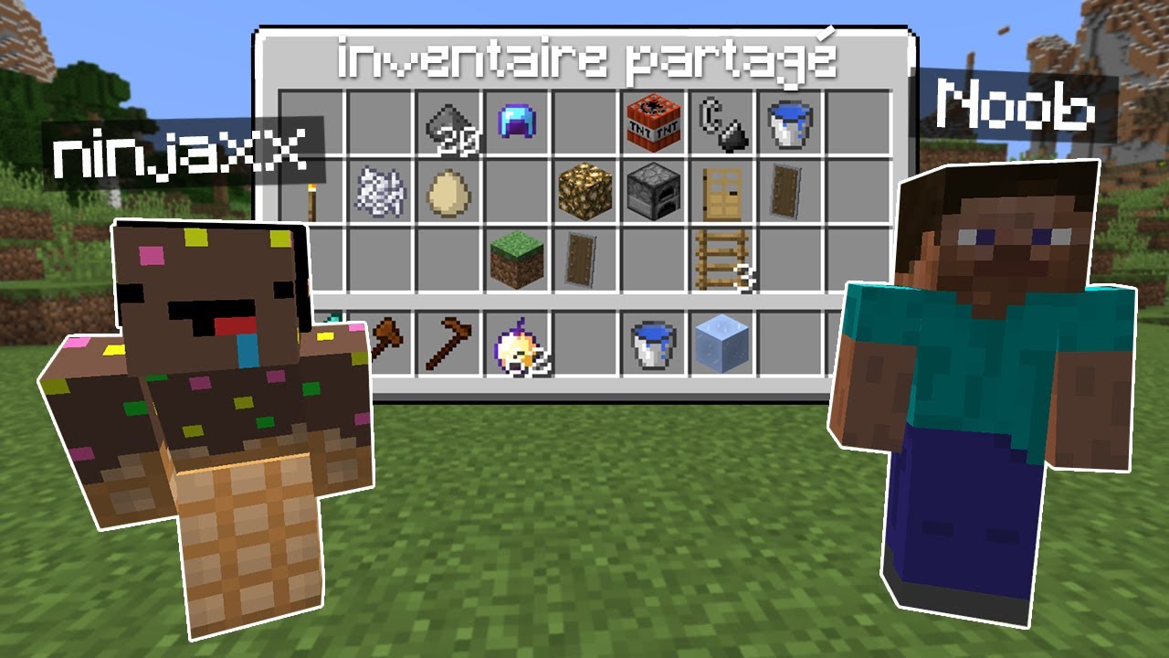 Minecraft mais on partage le même Inventaire.. (c'était fun)
