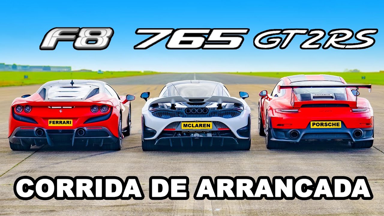 Ferrari F8 vs McLaren 765LT vs 911 GT2 RS: CORRIDA DE ARRANCADA