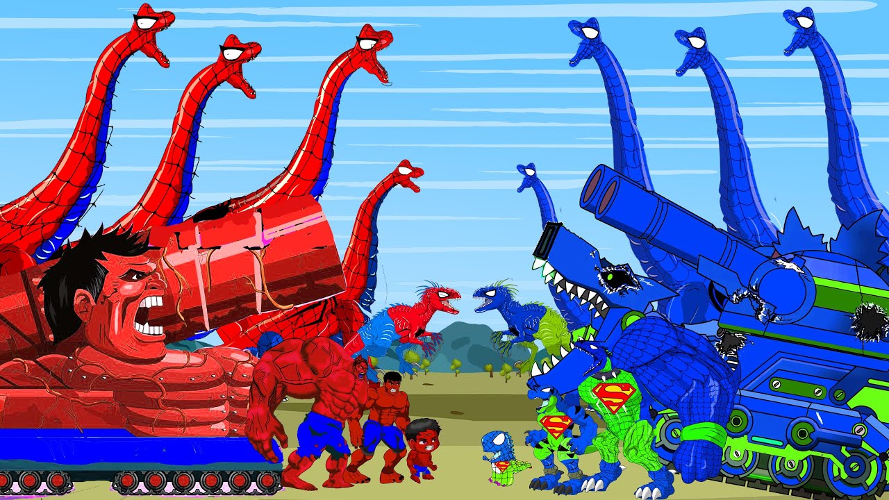 ALL HULK Battle SUPER DINOSAURS T-REX, TANK, GODZILLA in Jurassic World: Who Is King Of Monsters?
