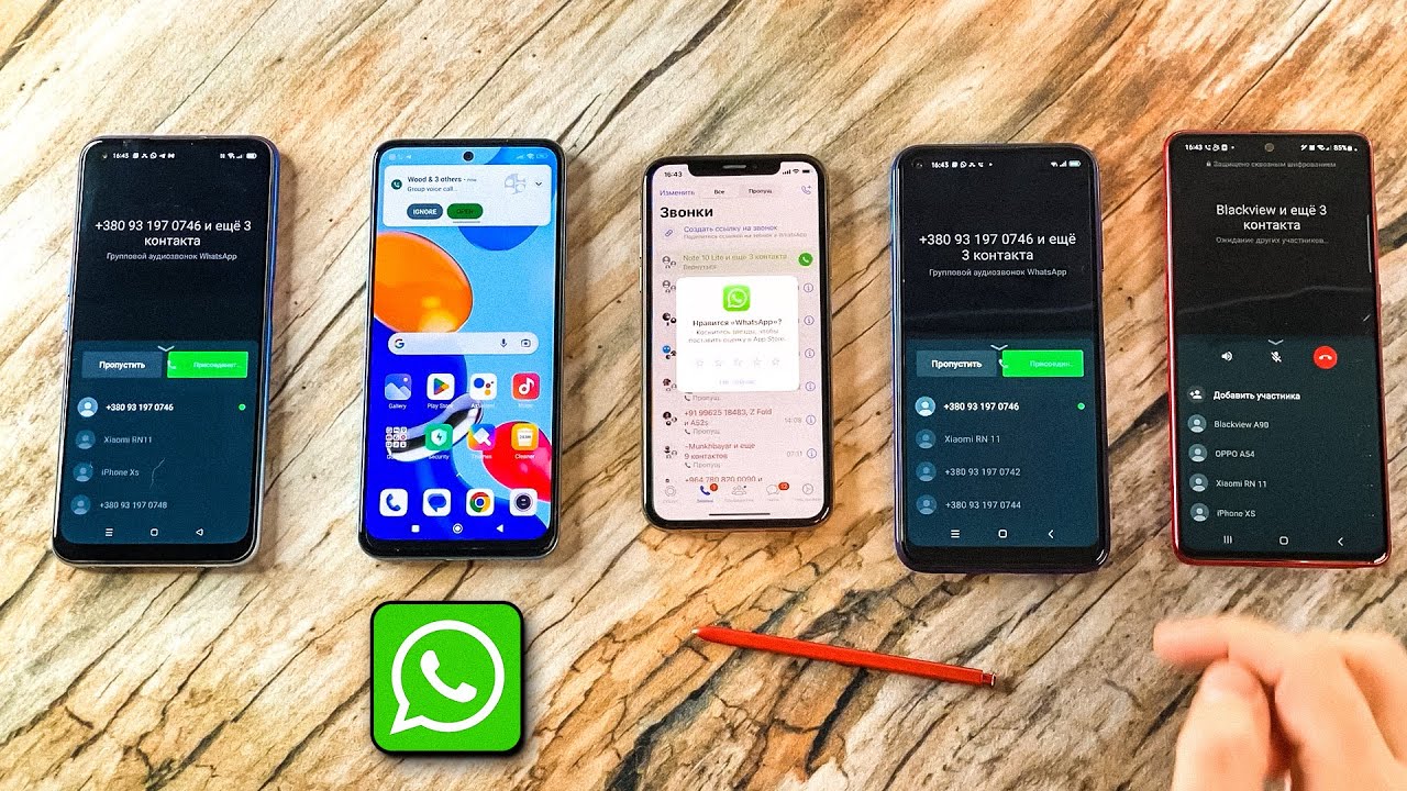 Incoming WhatsApp call first together then in turn OPPO vs Xiaomi vs iPhone vs Blacview vs Samsung