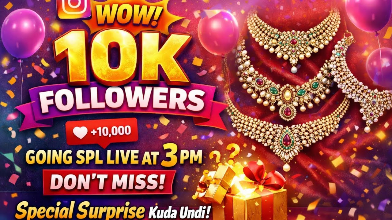 🥳10k Followers Jewellery special Live at 3 pm🥳 | 8639876898 |  #lscollections