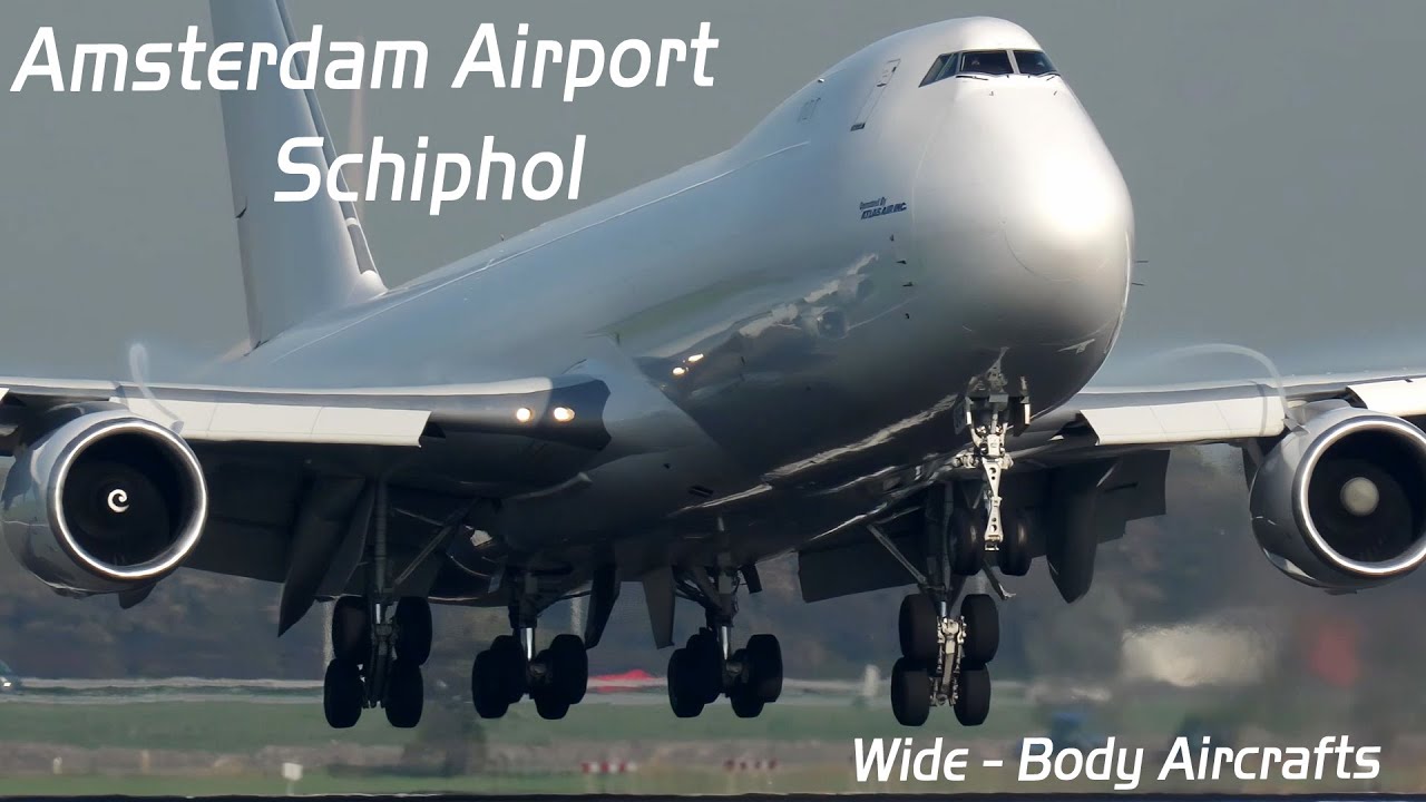 Plane Spotting Amsterdam Airport Schiphol Wide-Body Aircrafts in Close up.4K .S ony HXR-NX800