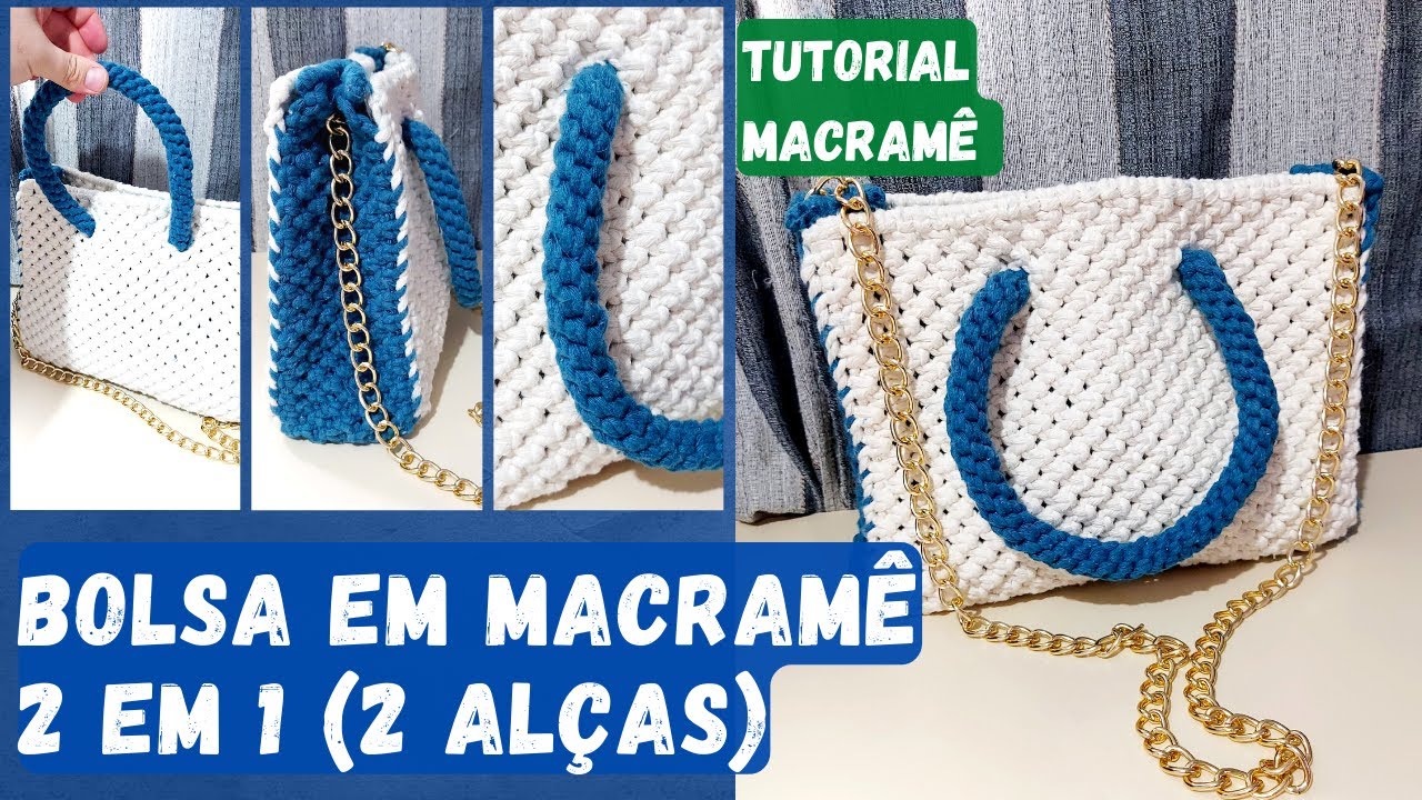 TUTORIAL | Como fazer uma bolsa de macramé passo a passo com trama fácil PARTE 1 para iniciantes