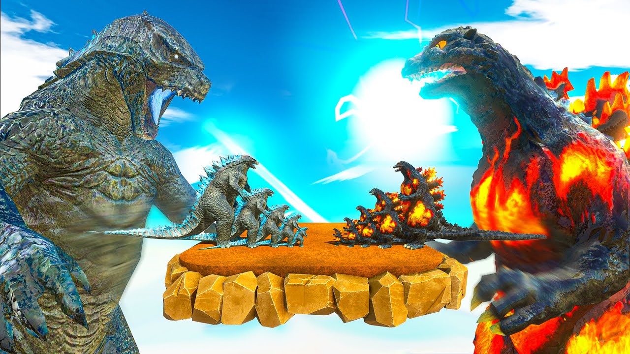 Legendary Godzilla War - Growing Up Godzilla 2014 VS Burning Godzilla 1995, Size Comparison Godzilla