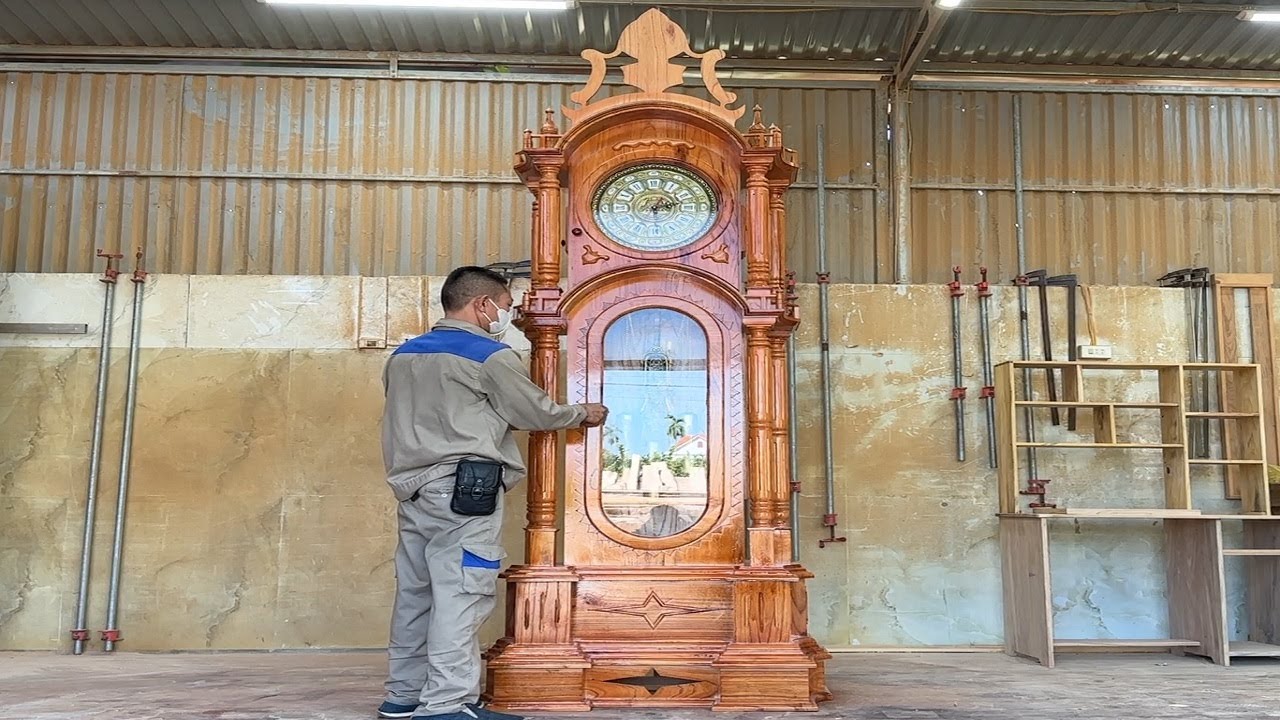 Art and Creative Woodworking - Giant Four Pillar Clock Design by Experienced Craftsman