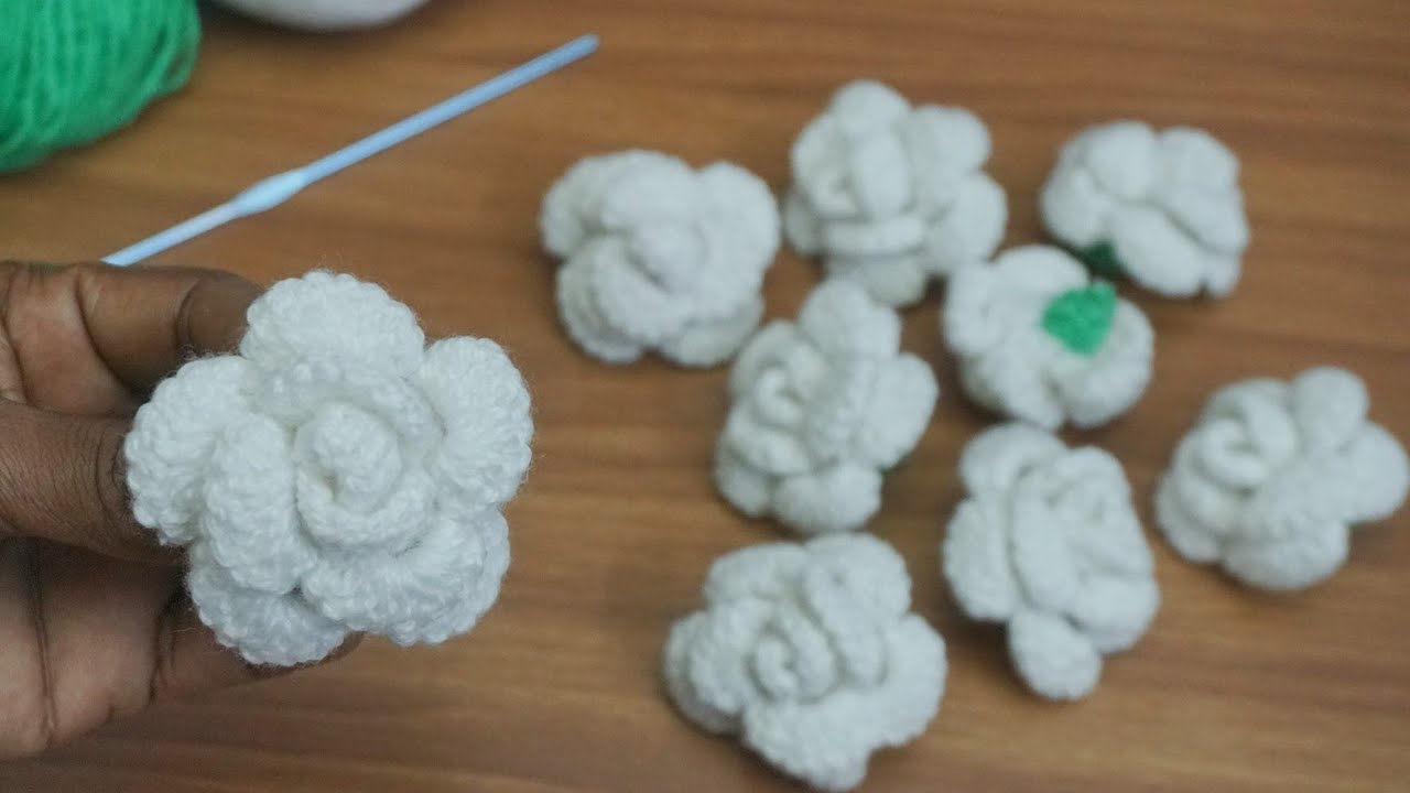 Beautiful🌹Crochet flower #Easy design #step by step tutorial video#Woolen art and craft