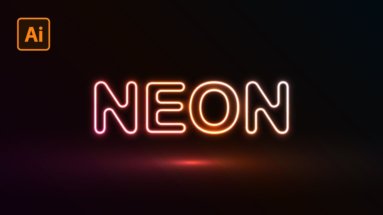 Realistic Neon Light Effect in Adobe Illustrator EPS. 3