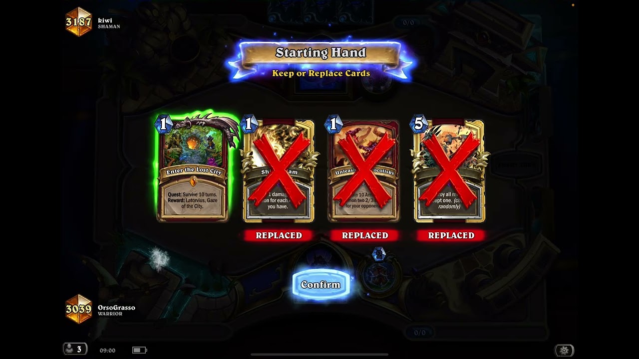 Воин заданий против мага-протосса Hearthstone: легенда игрового процесса 3189 «Через временные пути»